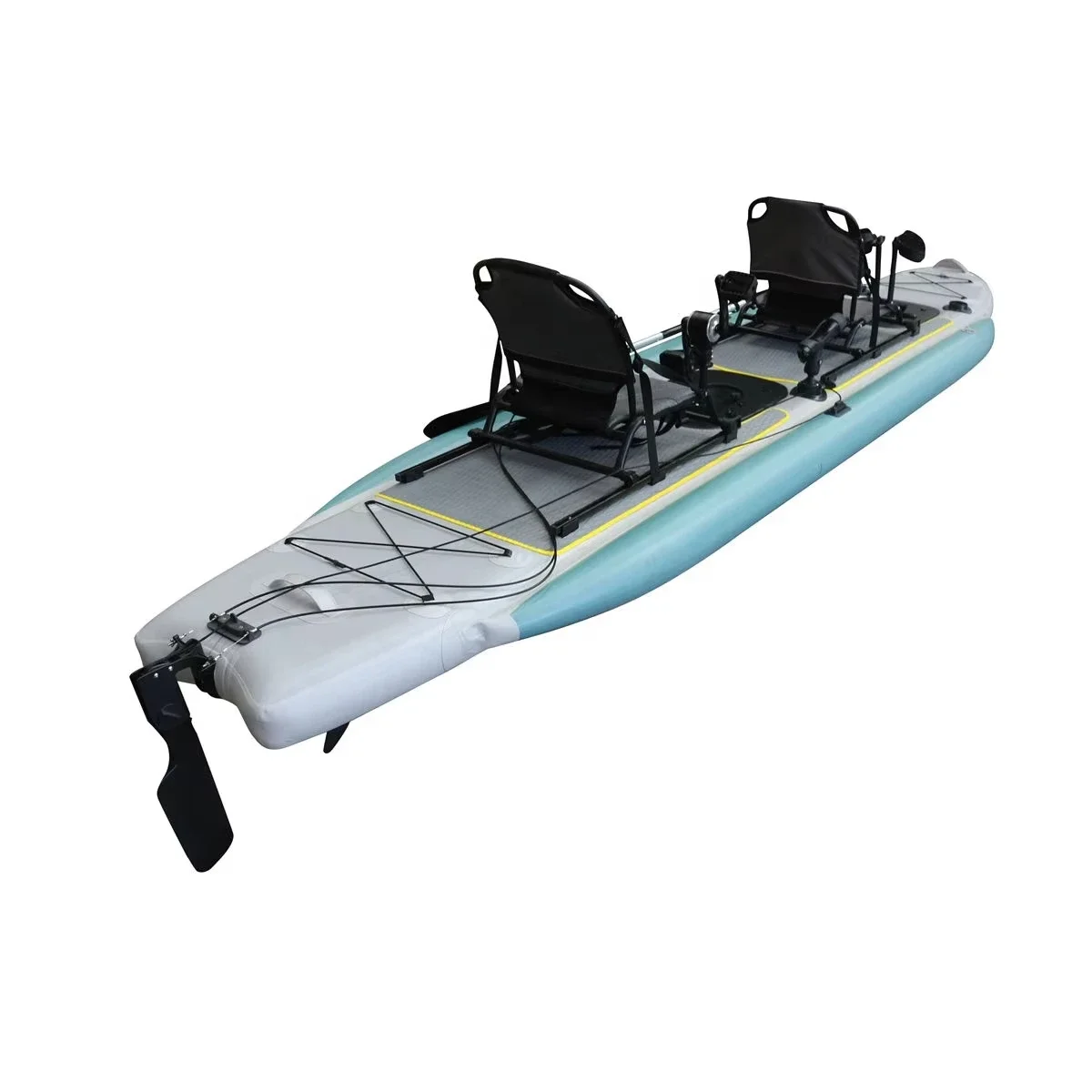 

Надувной рыболовный каяк с педалью для River Lake Outdoor Adventure, 14 футов, гребная лодка из ПВХ с системой защиты от утечек и хранилищем