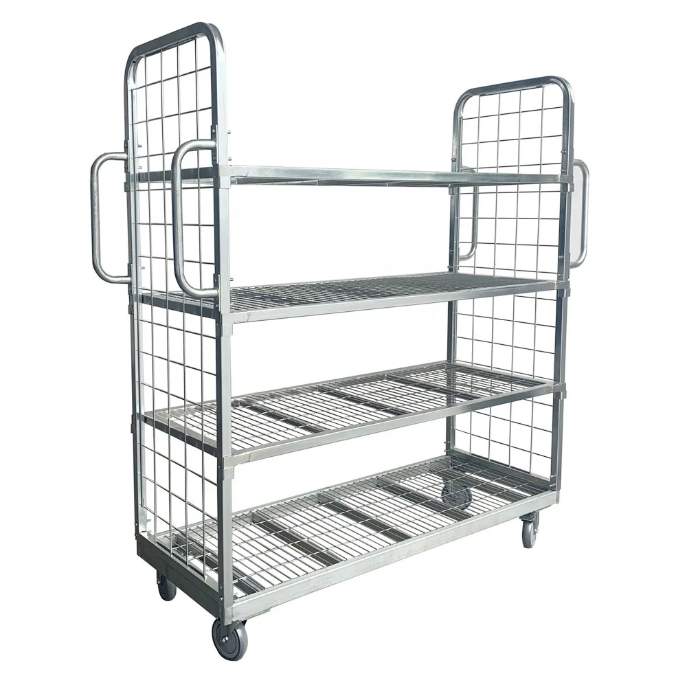 Portable warehouse logistics pick up order shopping cart supermarket rolling picking trolley