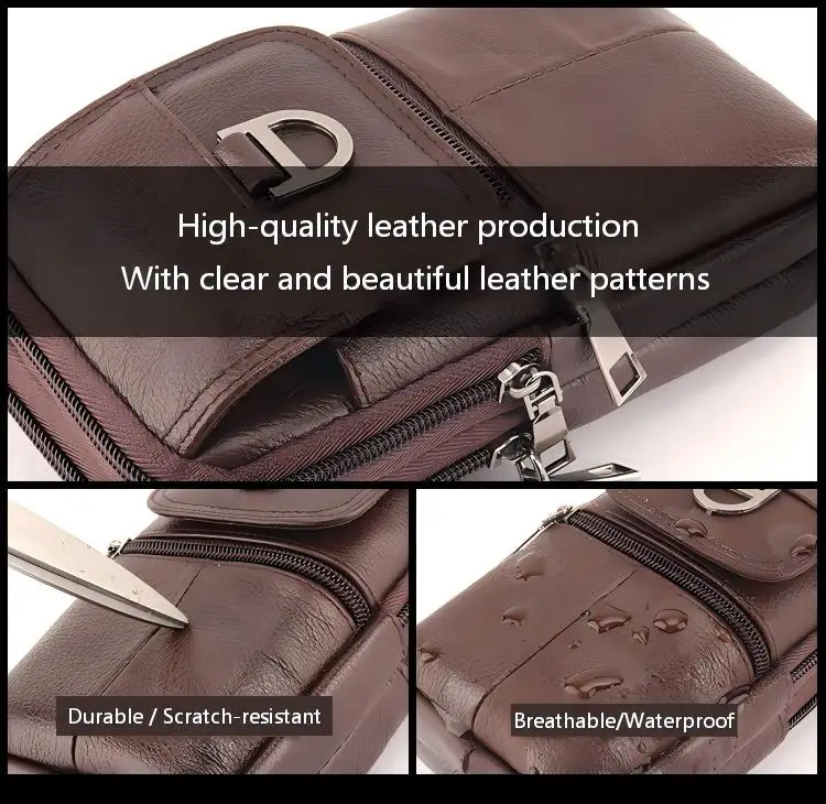 Herren-Leder-Gürteltasche - Große Kapazität Handy-Gürteltasche - Outdoor-Arbeitsrucksack, Sport-Wandertasche Tragbare Umhängetasche – Detail 3