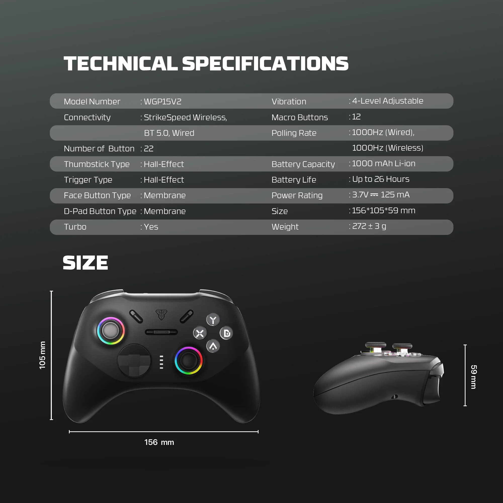 FANTECH WGP15V2 EOS PRO II Wireless Gaming Controller 1000Hz Polling Rate K-Silver Hall-Effect and Trigger Gamepad for PC NS