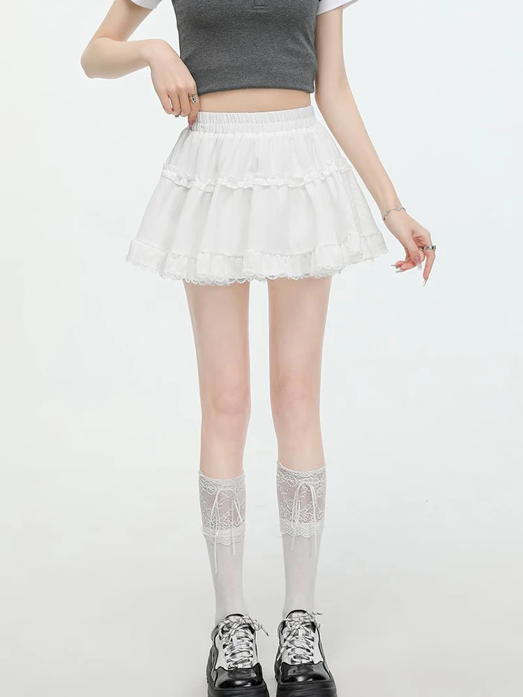 

New Summer Sweet High Waist White Slim Women Skirt Sweet Lady Elegant Chicly Skirt Female Simple Basic Solid Color Woman Skirt