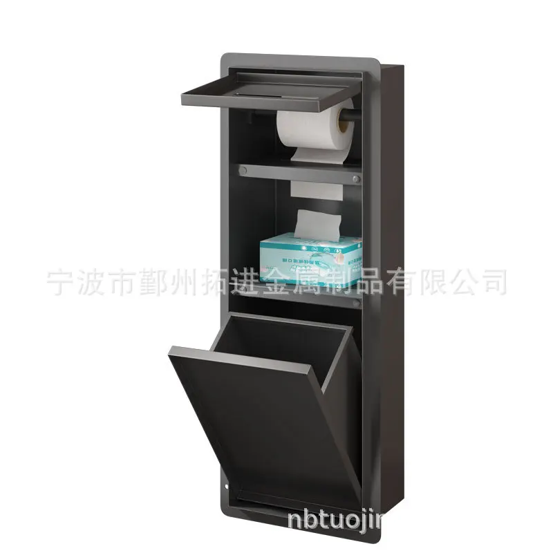 304 Stainless Steel Embedded Bathroom Niche, Hidden Trash Can Toilet Brush Holder Concealed Tissue Box Storage