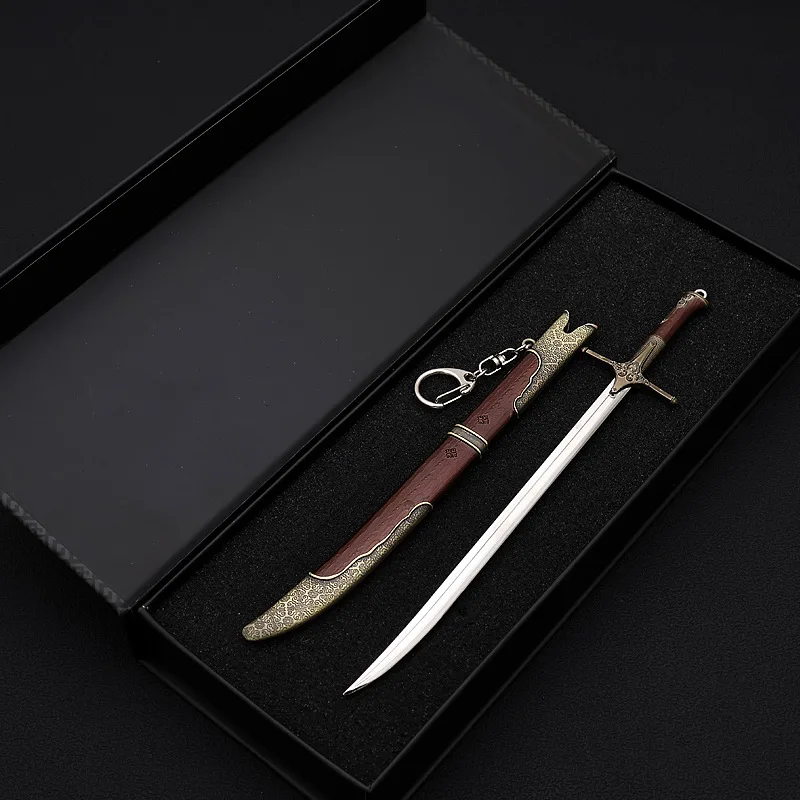 22 سنتيمتر القزحية السيف البرية هانت القرون الوسطى أنيمي سلاح سيف ساموراي نماذج سلاسل المفاتيح حلية الحرف لعبة جمع هدايا الهالوين
