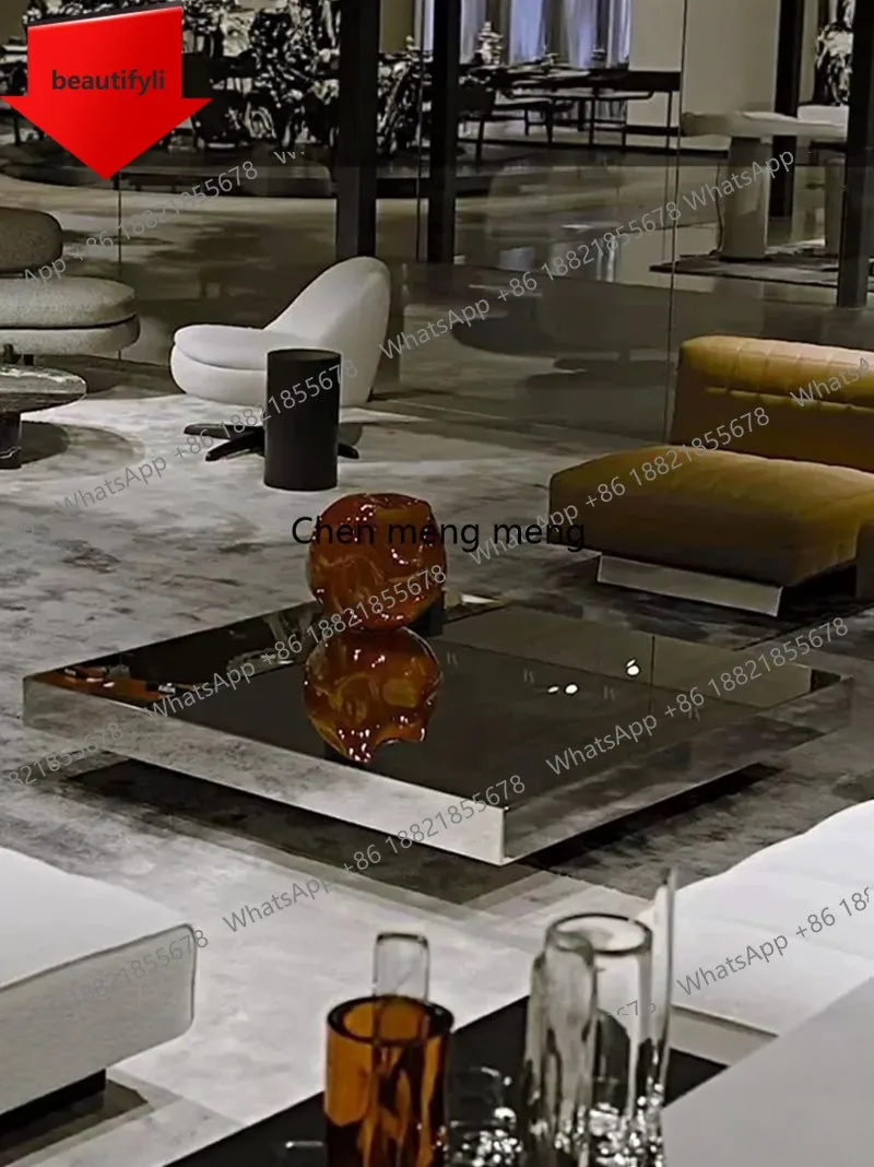 

A50 Stainless steel high-end small apartment designer suspended coffee table living room household square