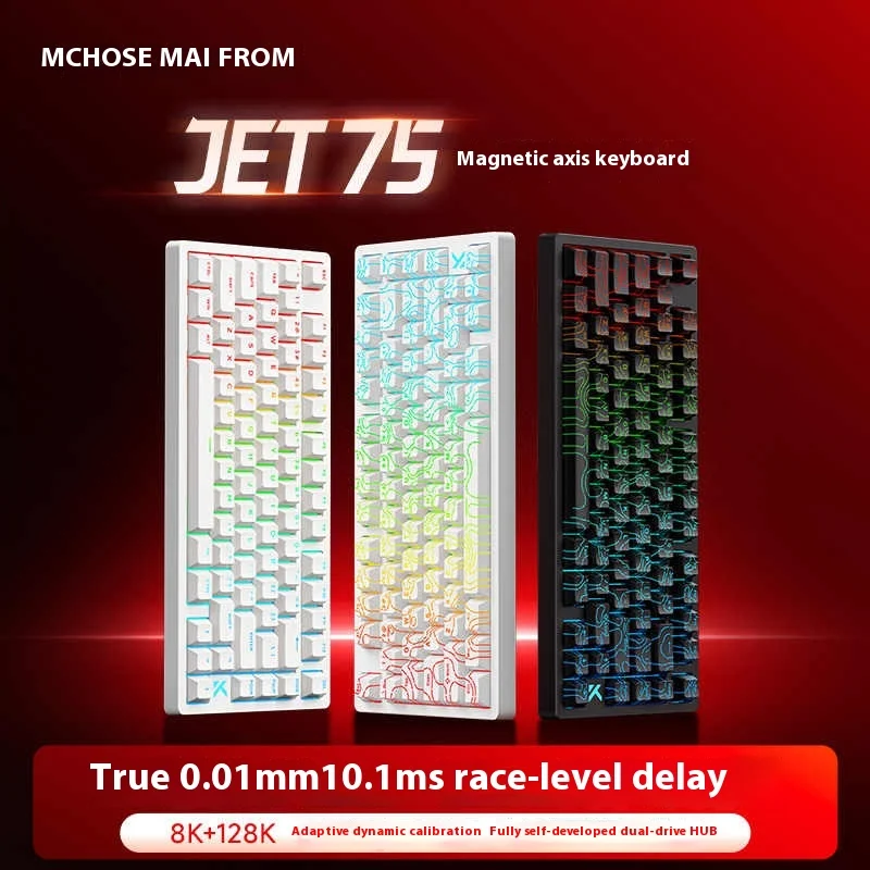 MCHOSE JET75 HE Gaming Keyboard Customized Hall Effect Magnetic Switch 0.01mm High RT Accuracy DKS SOCD TGL MT Dynamic RGB