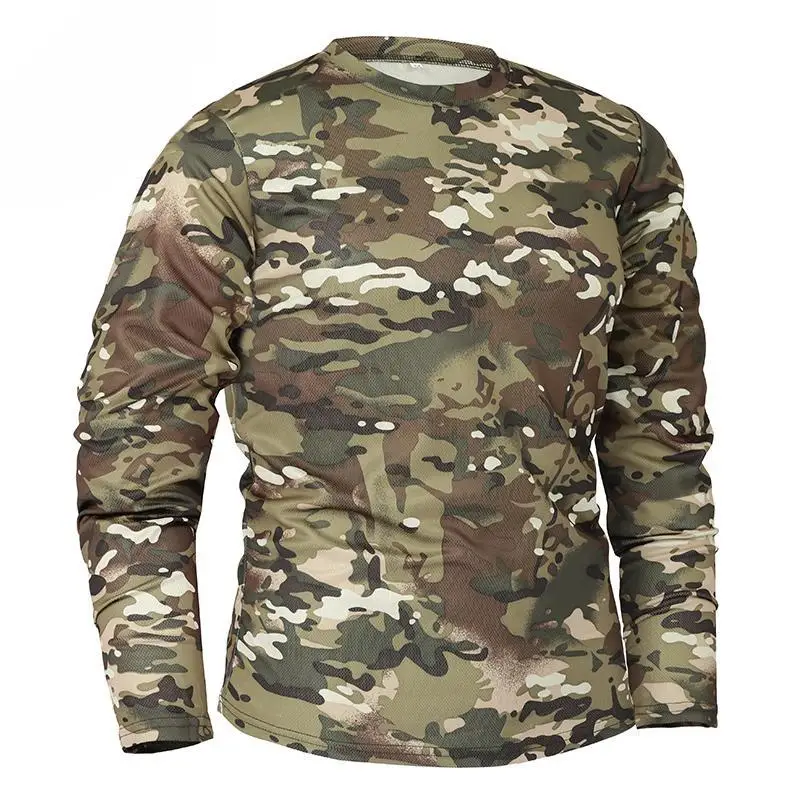 Long Sleeve Camouflage T-shirt Men\'s Tactical Quick Dry Hiking Outdoor T Shirts Spring & Autumn Shirt Camping Clothing