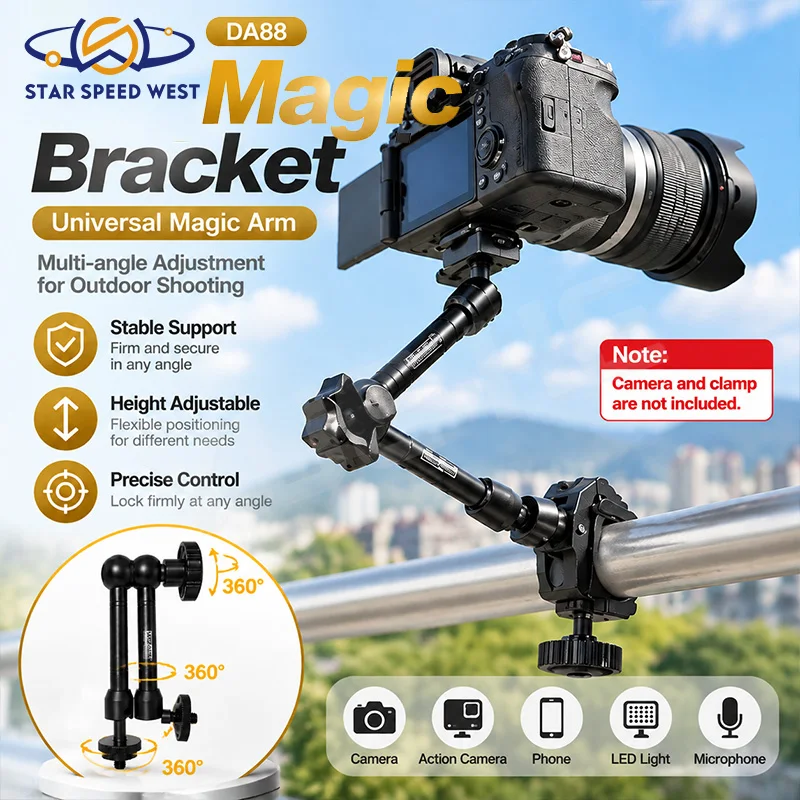 KEGUAN KG-T22 Magic Bracket Omnidirectional Articulating Arm 360 Degree Ball Head with 1/4 Screw for Camera Monitor and Phone