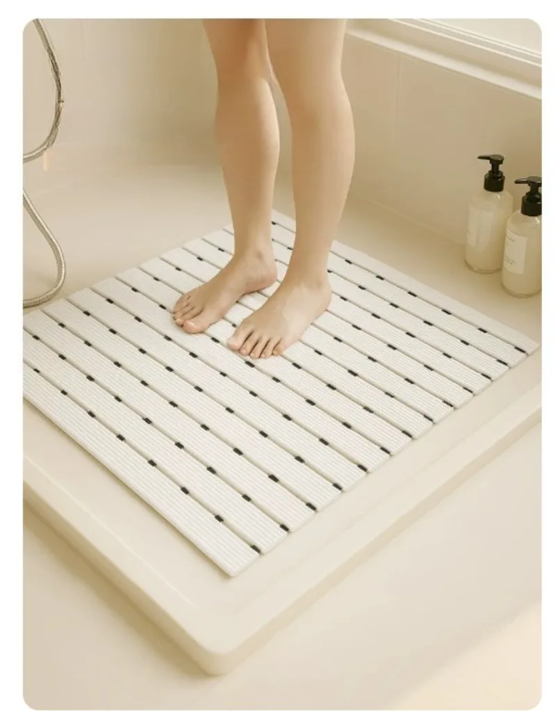 61*90cm Bathroom Entrance Anti-Fall Foldable Rug, Waterproof Shower Anti-Slip Foot Pad Suitable for Elderly