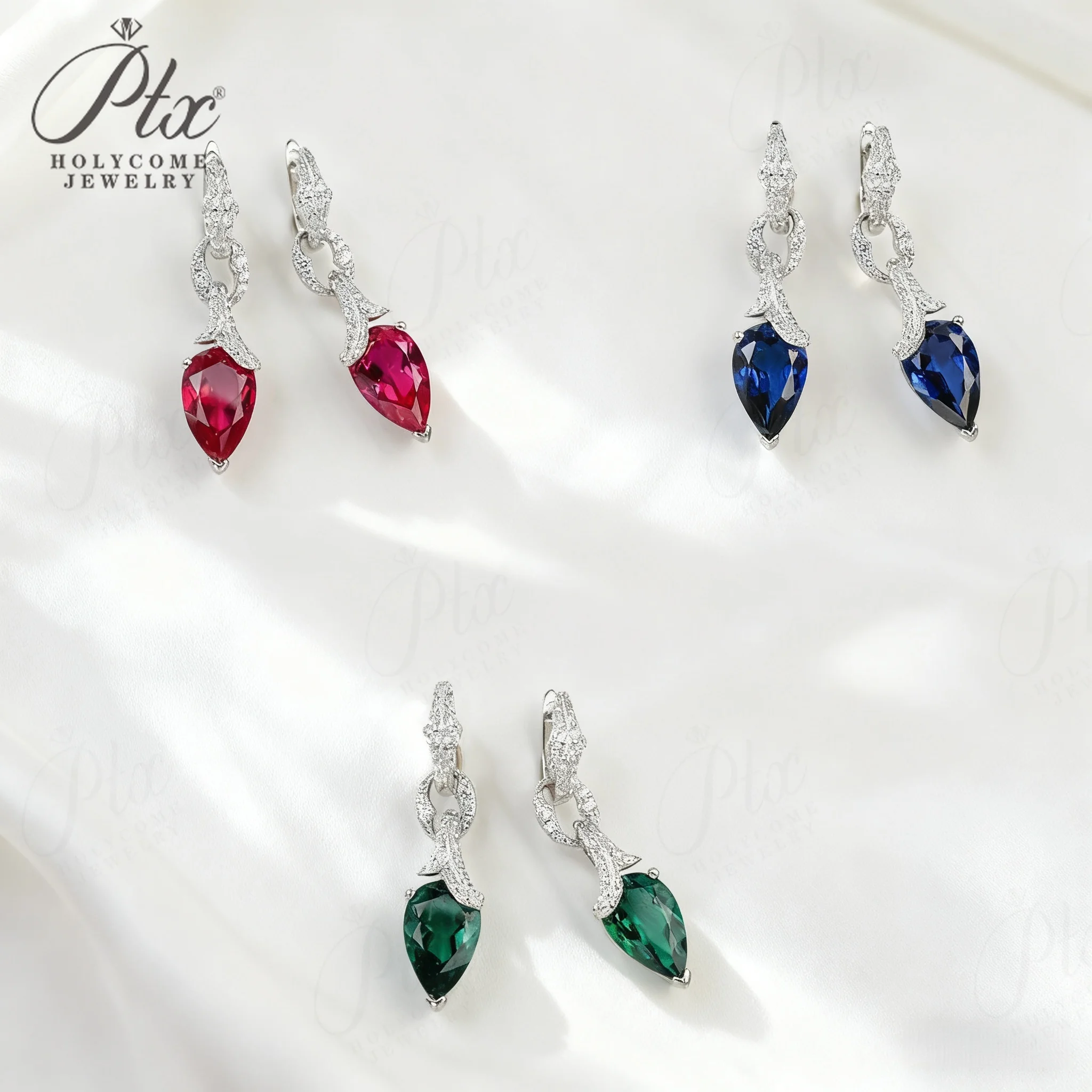 

Серьги по индивидуальному заказу с 3,5-5,8 карата, грушевидным рубином и сапфиром, Колумбия для женщин, темпераментные длинные серьги, роскошные ювелирные изделия для вечеринок в форме рыбного камня