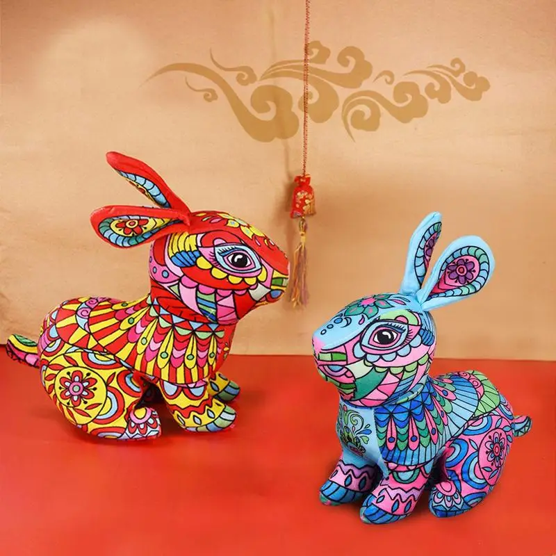 2023 New Year Chinese Zodiac Fortuna Rabbit Plush Toy Kawaii Rabbit Mascot Chinese New Year Bunny Plush Toy Zodiac Mascot Toy