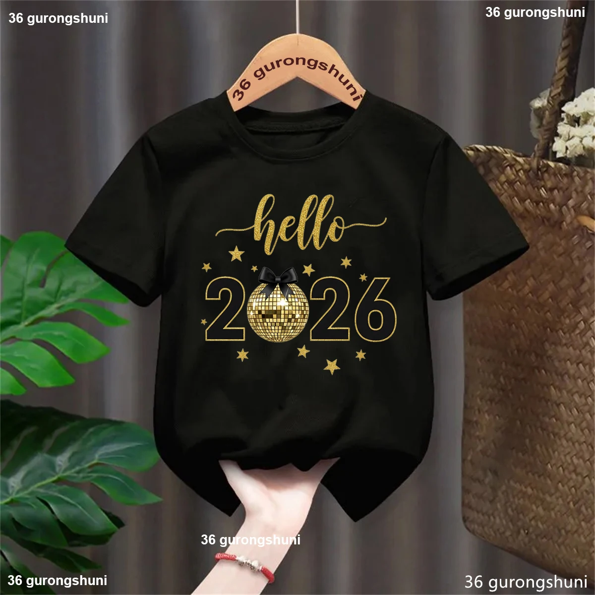 

Hello 2026 Bow Printed T Shirt Girls/Boys Holiday Gifts Shirt Kawaii Kids Clothes Short Sleeve T-Shirt Cool Children'S Clothing