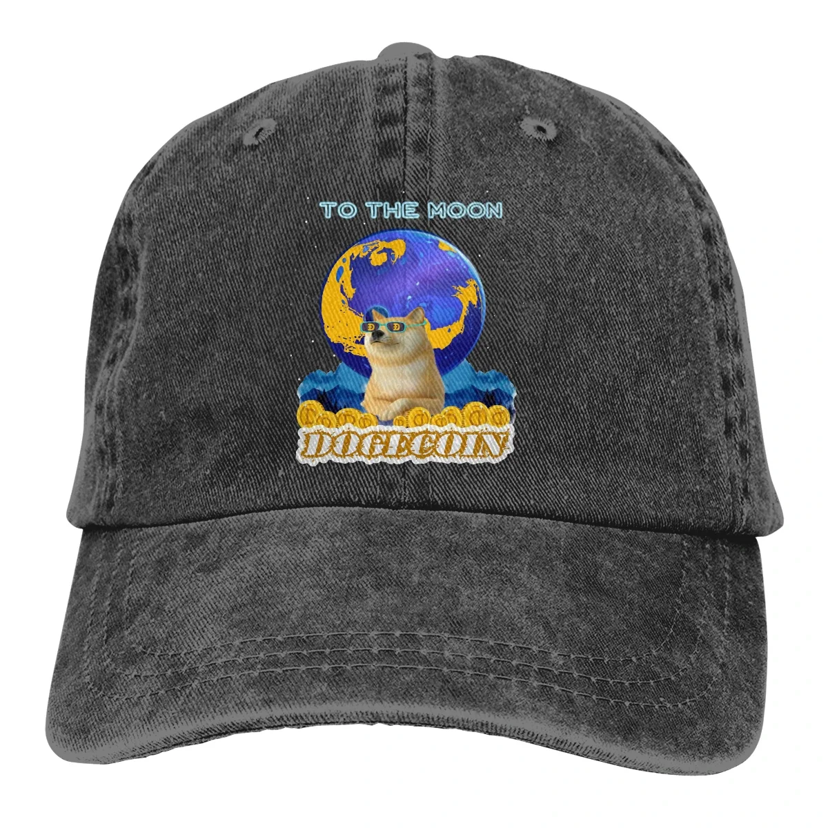 To The Moon Premium Baseball Cap Men Doge Dogecoin Skyrocketing Bitcoin Digital Currency Caps colors Women Summer Snapback Caps