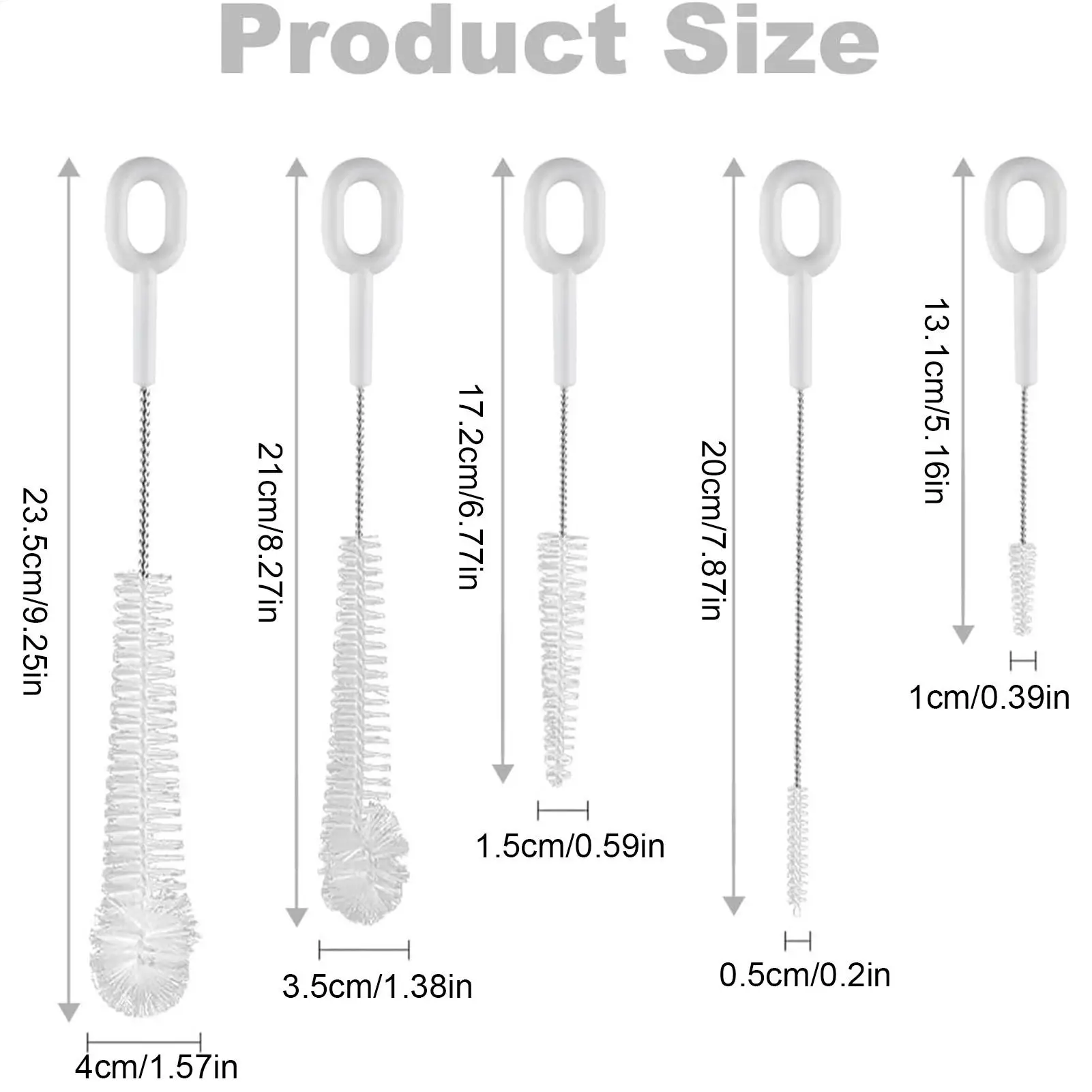 5pcs Water Bottle Brush Washing Cups Scrubber Tools Bottle Scrubber Brush for Cleaning for Lids Straws Nipple Breast Pumps view 6