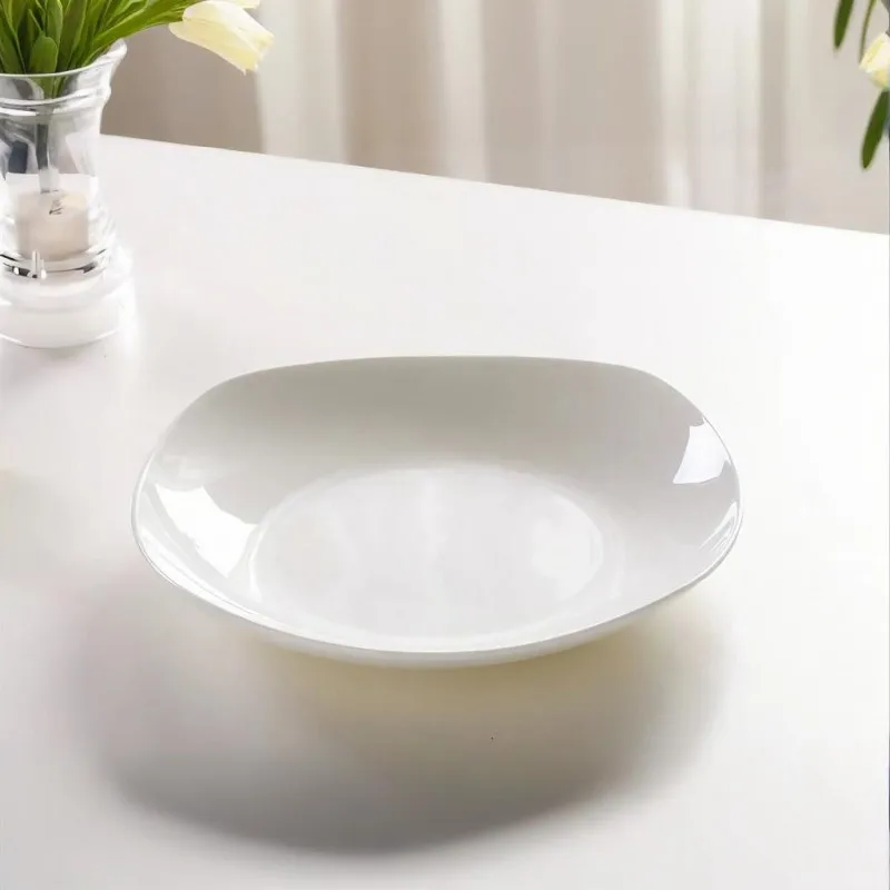 7 inch, plain white bone china  square dinner plates, porcelain rectangular dish, white crockery cake candy plates,