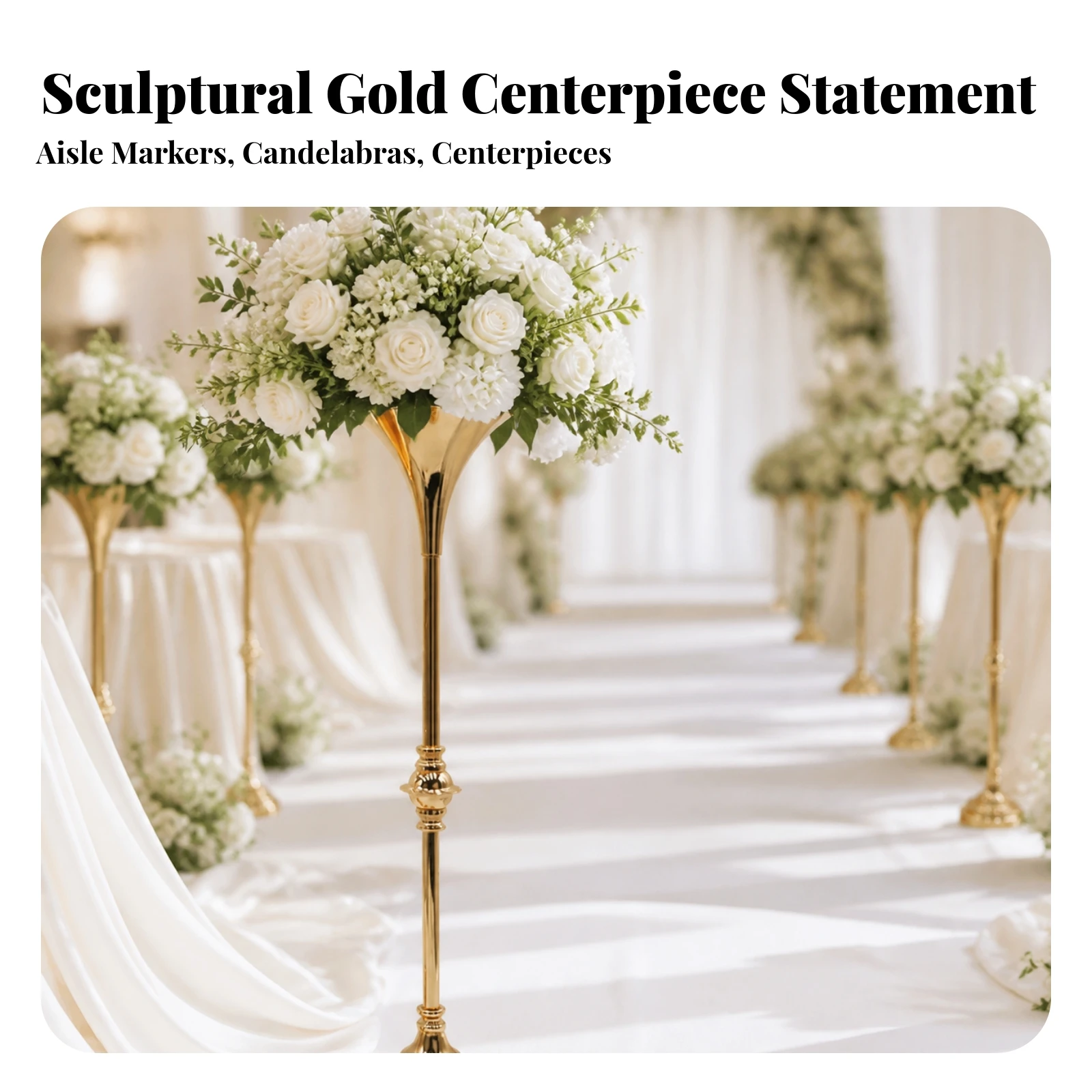 Flower Stand with Flared Bowl Freestanding Pedestal Flower Vase Floral Centerpiece Riser Electroplated Urn Stable