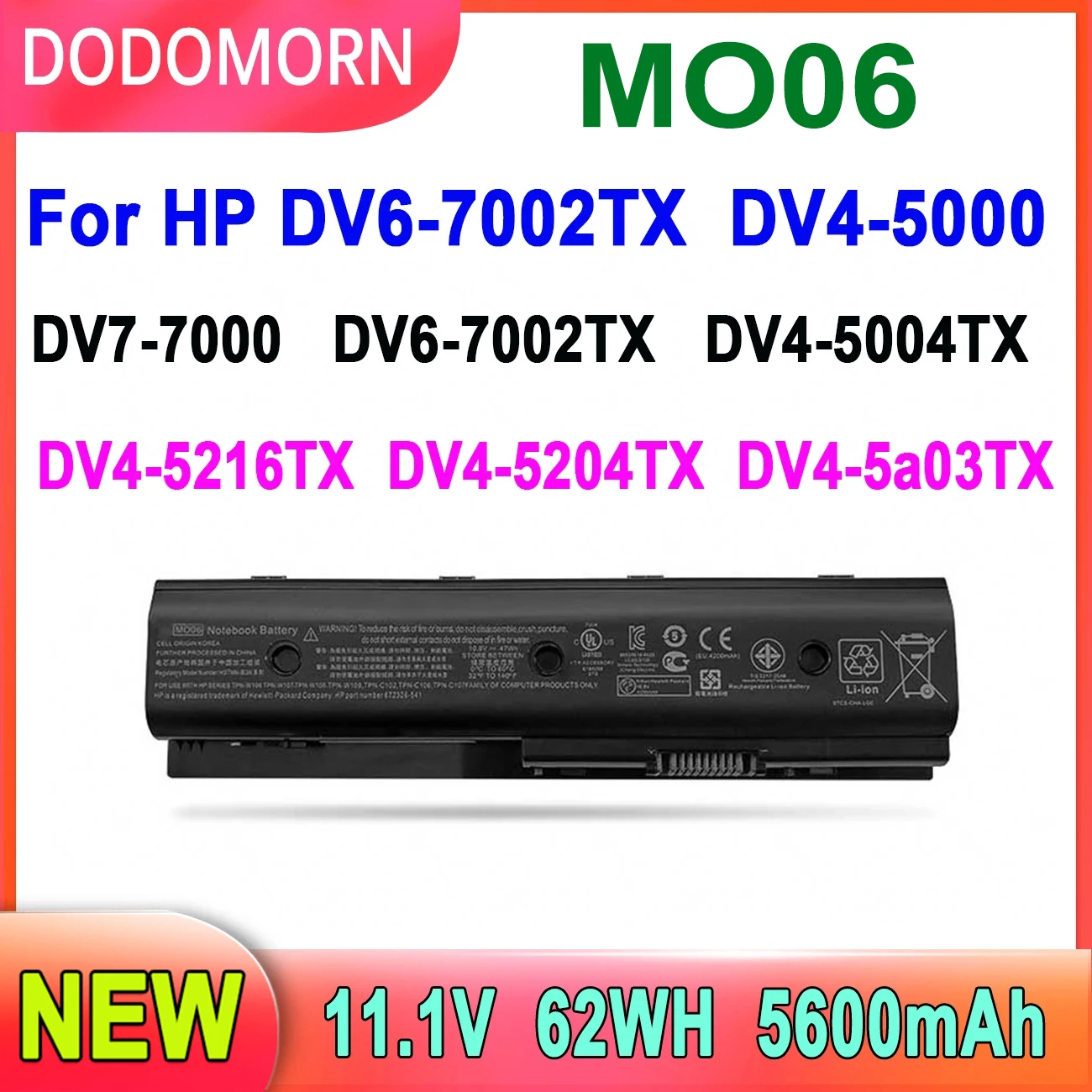 DODOMORN جديد محمول بطارية MO06 ل HP بافيليون DV6-7000 DV6-8000 672326-421 672412-001 DV7-7000 HSTNN-LB3P MO09