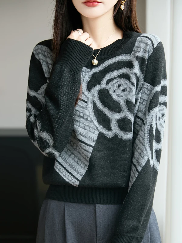 

Новая осенне-зимняя женская вязаная шерстяная кофта с круглым вырезом, повседневная, с длинным рукавом, удобная, мягкая, теплая, модная, базовый слой