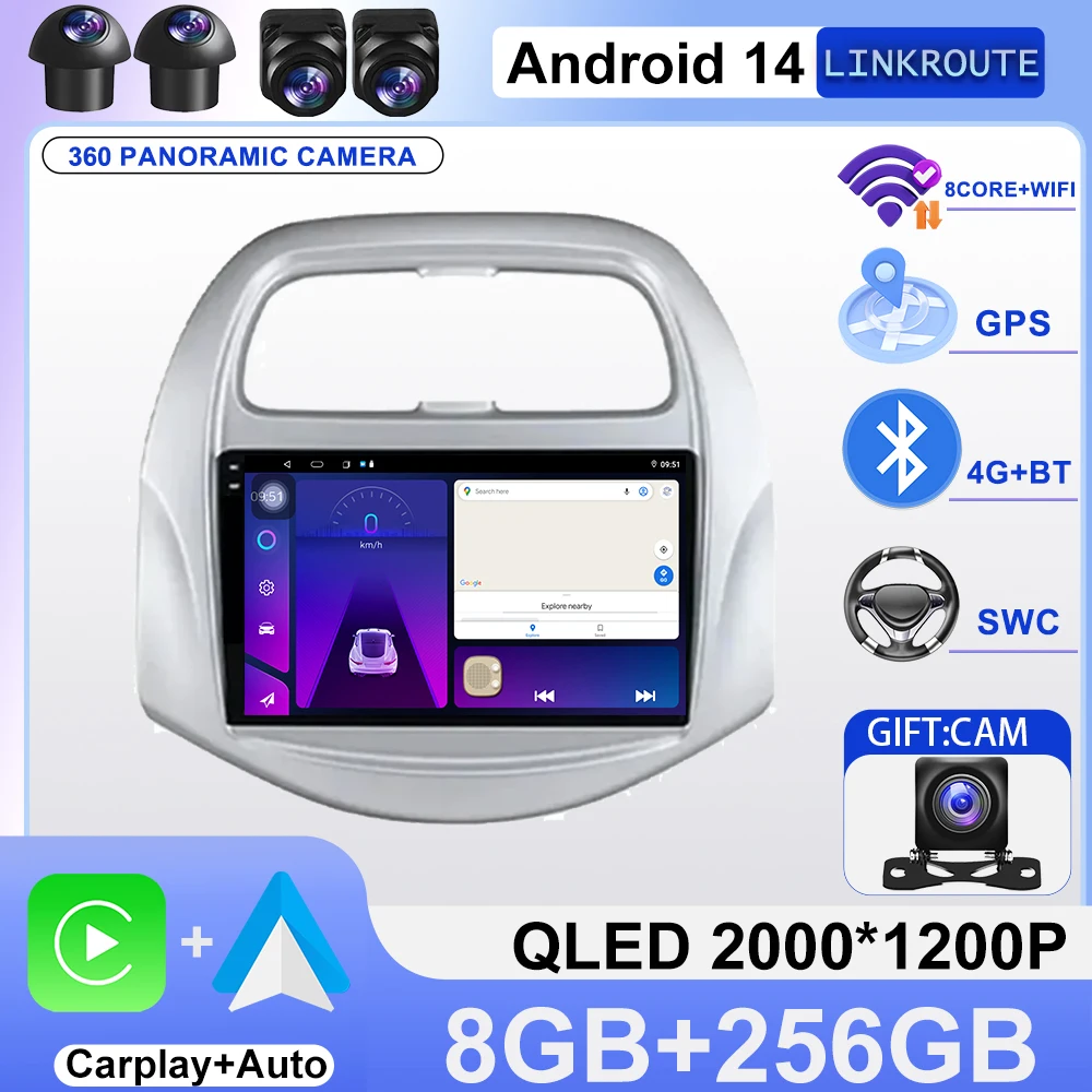 راديو السيارة أندرويد 15 Carplay لسيارة شيفروليه سبارك بايك بيت دايو ماتيز 2018 - 2022 فيديو رقم 2din نظام تحديد المواقع والملاحة شاشة ستيريو