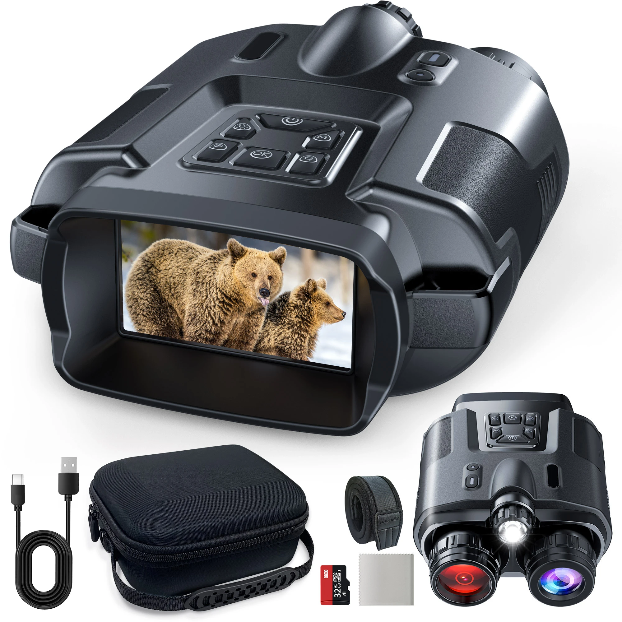 4K Nachtzicht Verrekijker 3 inch Scherm 8X Digitale Zoom Met Tactisch Licht 5000mAh Oplaadbare Infrarood Vision Nachtbril