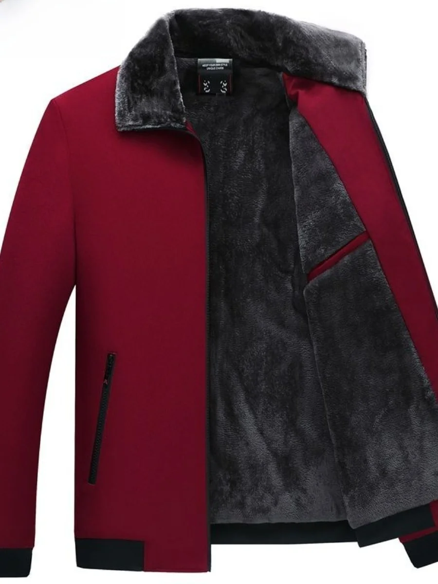 

Мужская утепленная хлопковая куртка на осень-зиму с воротником-стойкой и меховой отделкой, повседневная, деловая, для отца