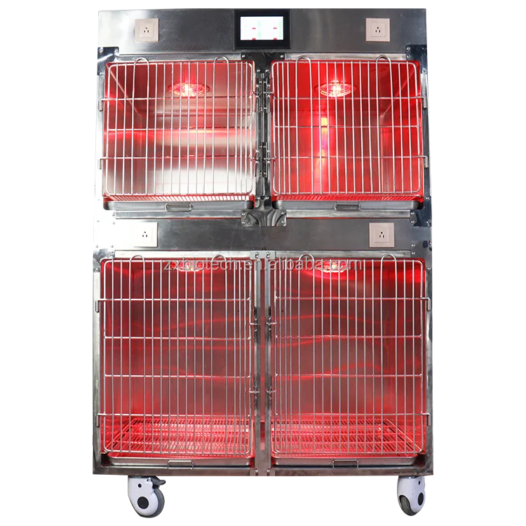 Dog stainless cages with chamber for Pet Hospital clinic use cat cages with therapy lights