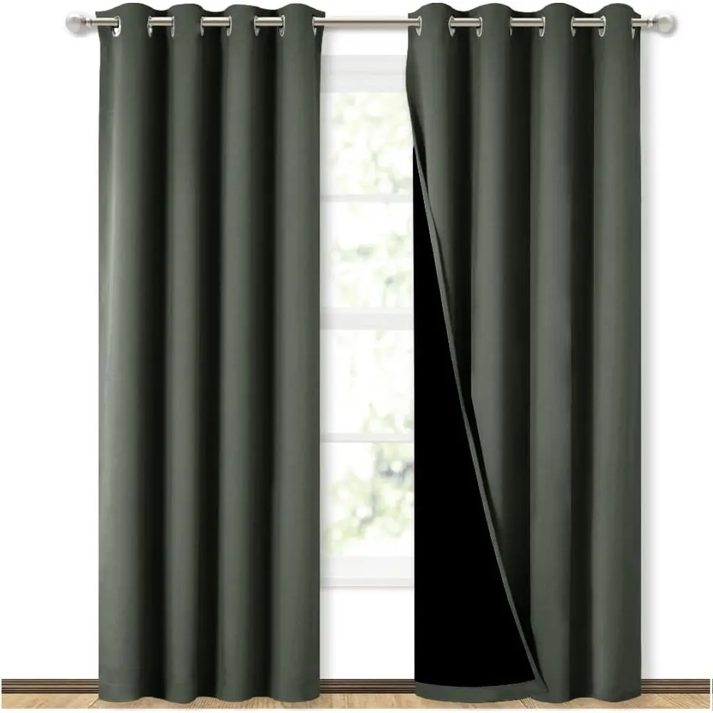 

100% Blackout Curtains 84 inches Long, Pair o Energy Smart & Noise Blocking Out Drapes or Baby Room Window, Thermal Insulated Gt