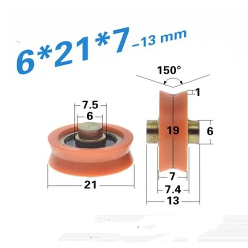 1pcs 6*21*7mm door and window pulley, non-standard V groove wheel, nylon POM polyformaldehyde bearing wheel