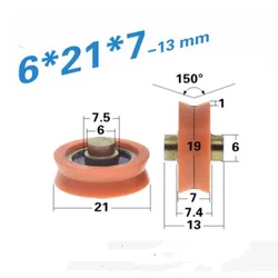 1pcs 6*21*7mm door and window pulley, non-standard V groove wheel, nylon POM polyformaldehyde bearing wheel