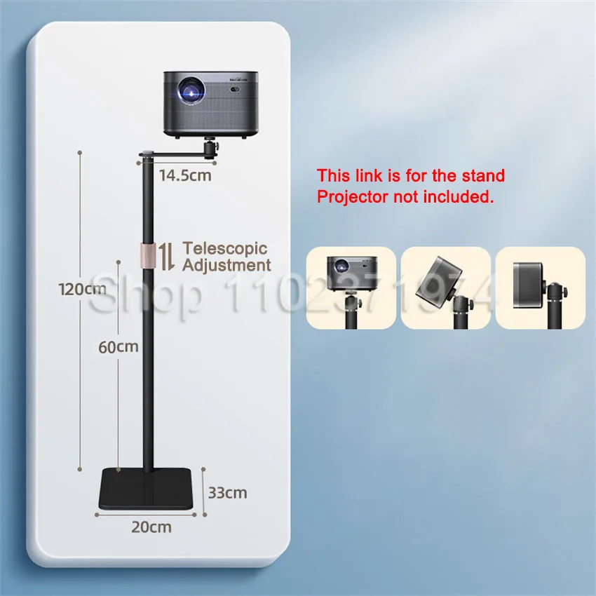 Напольная подставка для проектора 120 см, многоугольный регулируемый на 360 градусов °   Вращающийся кронштейн проектора для пленочного видеопроектора
