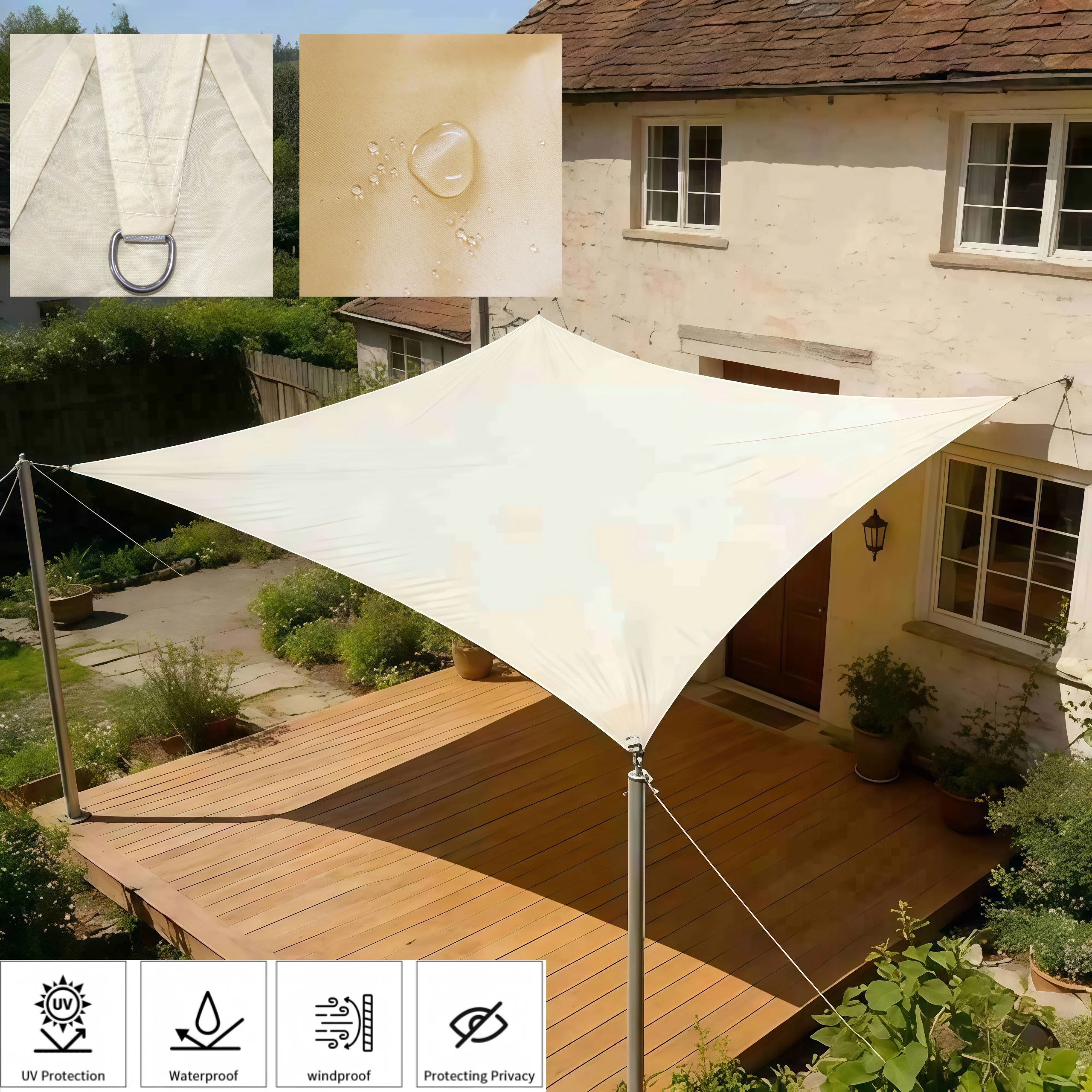 Rectangular Uv Block Sunshade Sail Waterproof Outdoor Shade Cover Canopy for Home Garden Backyard Patio Decoration