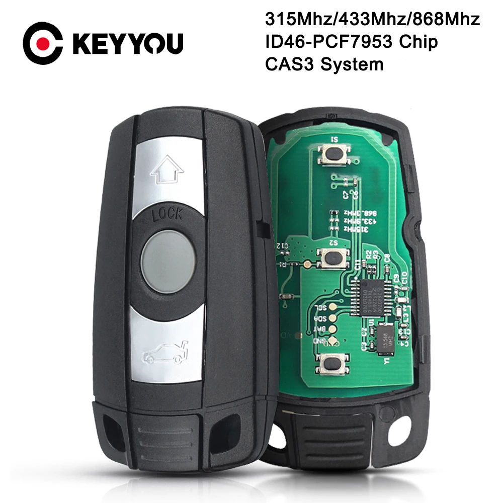 

KEYYOU KR55WK49123 For BMW CAS3 System 315Mhz /433MHz / 868MHz For 1/3/5/7 Series X5 X6 Z4 Smart Car Remote Key PCF7945 Chip