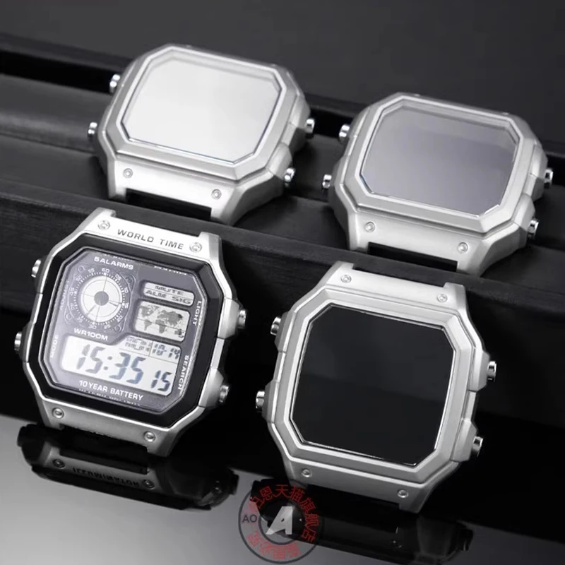 Voor Casio AE1200 AE-1200 Mod Kit Metalen Horlogekast Armband Afdichtring 304 Roestvrij Stalen Horlogeband Case Geweven Nylon Band