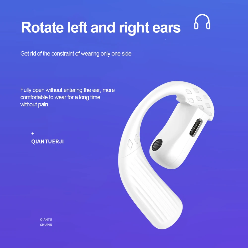 Bluetooth 5.4 Wireless Earbuds 180°Adjustable Open Ear Sports Headset Ultra Long Battery Time 20 Hours Noise reduction Earphone