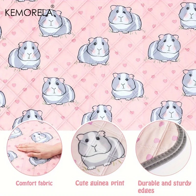 1/2PCS Pink Hamster Print Mat - Washable Reusable & Super Absorbent Pee Pads with Adorable Pink Hedgehog Design Non-Slip Mat