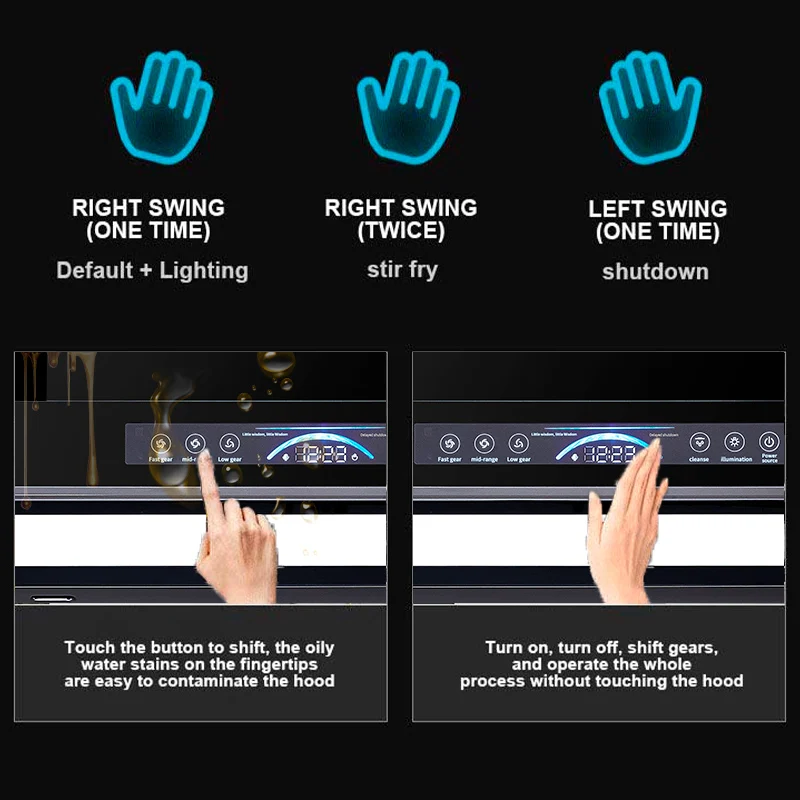 Best New Low Noise Cooker Range Hood Under Cabinet Downdraft 90cm Extractor Kitchen Smart Touch Screen