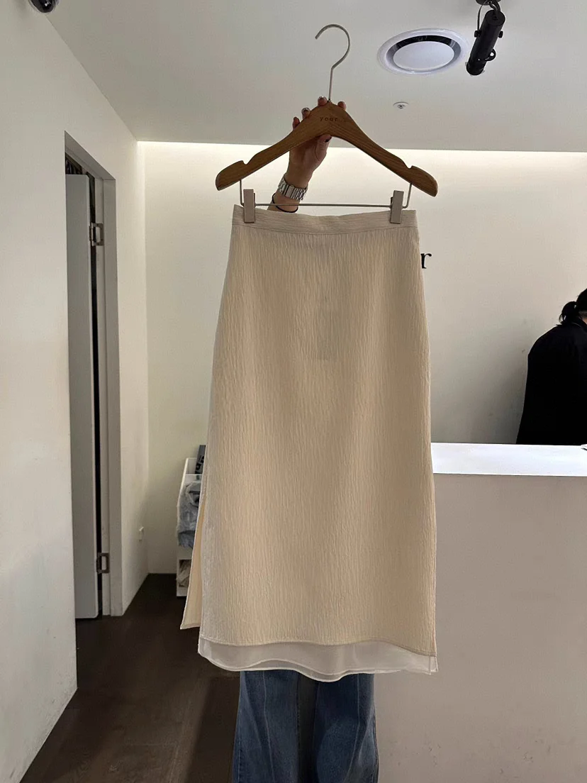 

Spring Summer 2025 Sweet Mysterious Light tough High Waist A-Line Skirt One-Step Split Straight Tube f-length Skirt