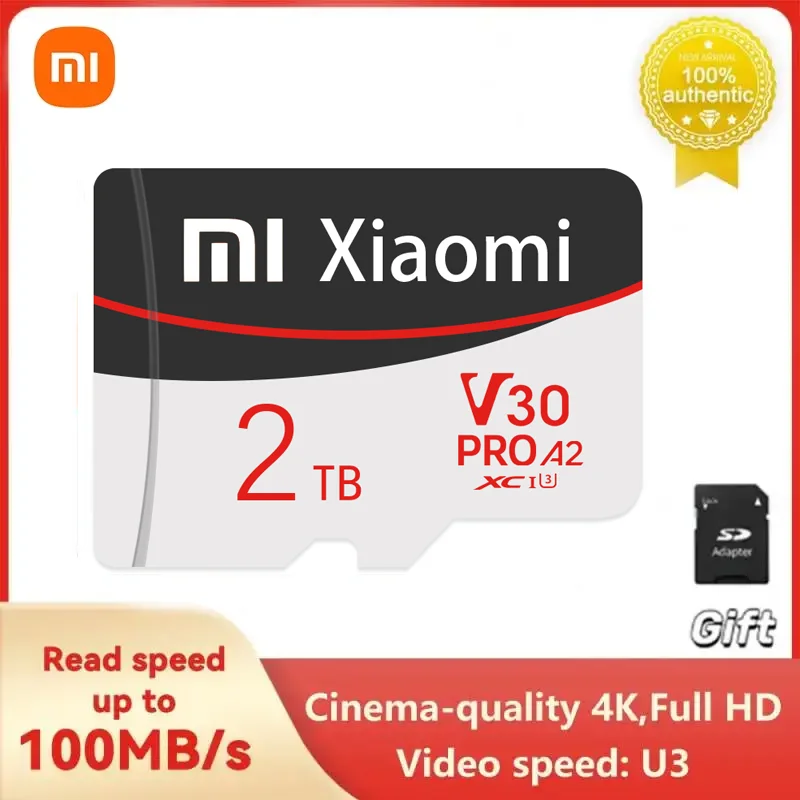 Xiaomi การ์ด Micro SD ขนาด128GB 1TB 2TB Class10การ์ด TF 512GB การ์ด SD Mini SD Flash Memory Card สำหรับ Nintendo SWITCH ฟรีอะแดปเตอร์