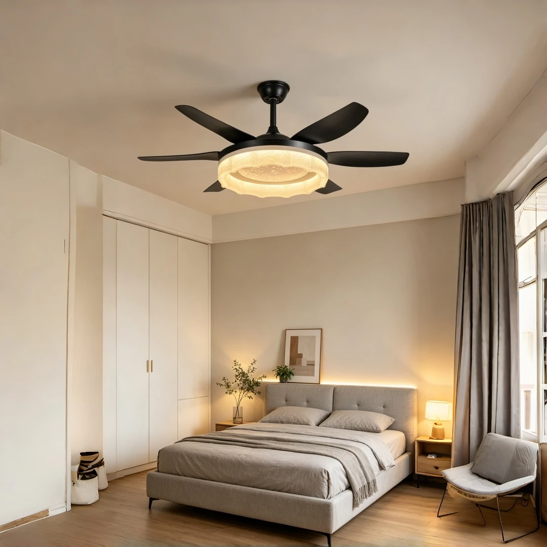 

Modern Luxury Crystal Ceiling Fan with Light for Living Room Bedroom Dining Room Elegant Contemporary Home Decor