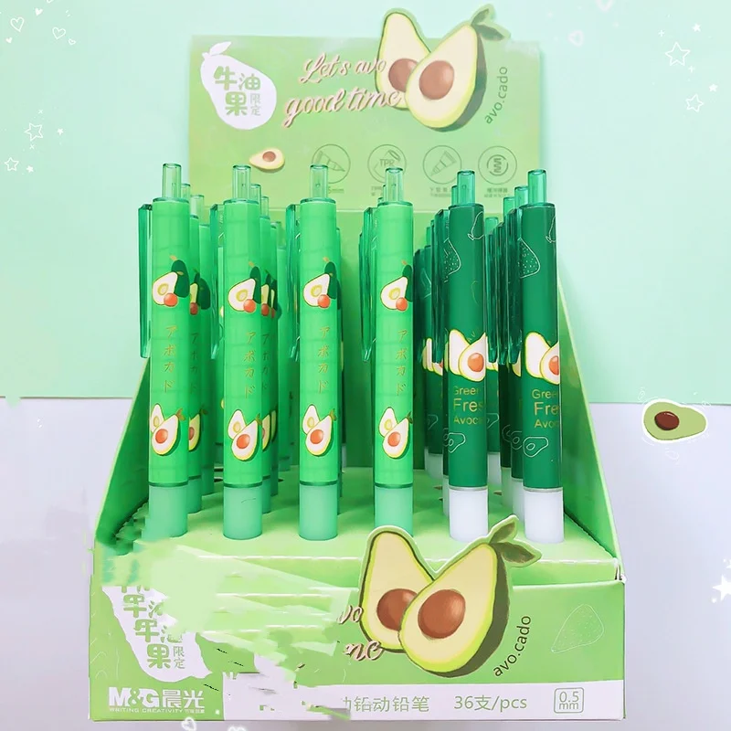 

36 pcs/lot Creative Avocado Mechanical Pencil Cute Drawing Pens Kids Gift School Office Writing Supplies Kawaii Stationery