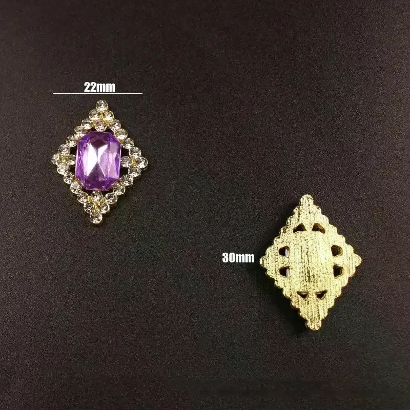 

5Pcs Shiny Rhinestone Rhombus Alloy Accessories for DIY Jewelry 22x30mm Decorative Pieces