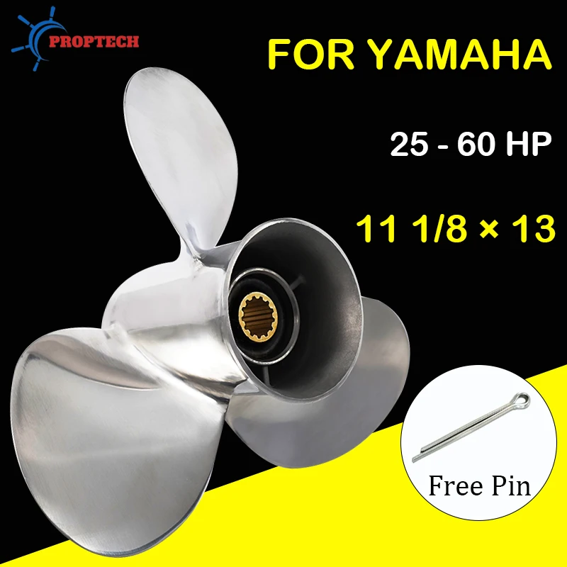 

Boat Propeller For Yamaha 25hp 30hp 40hp 50hp 55hp 60hp Outboard Screw 11 1/8x13 Boat Motor Stainless Steel Propeller 3 Blade 13