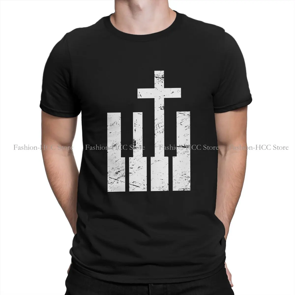 Jesus Christ Polyester TShirts Keyboard And Cross Christian Musician Distinctive Men's T Shirt New Trend Clothing