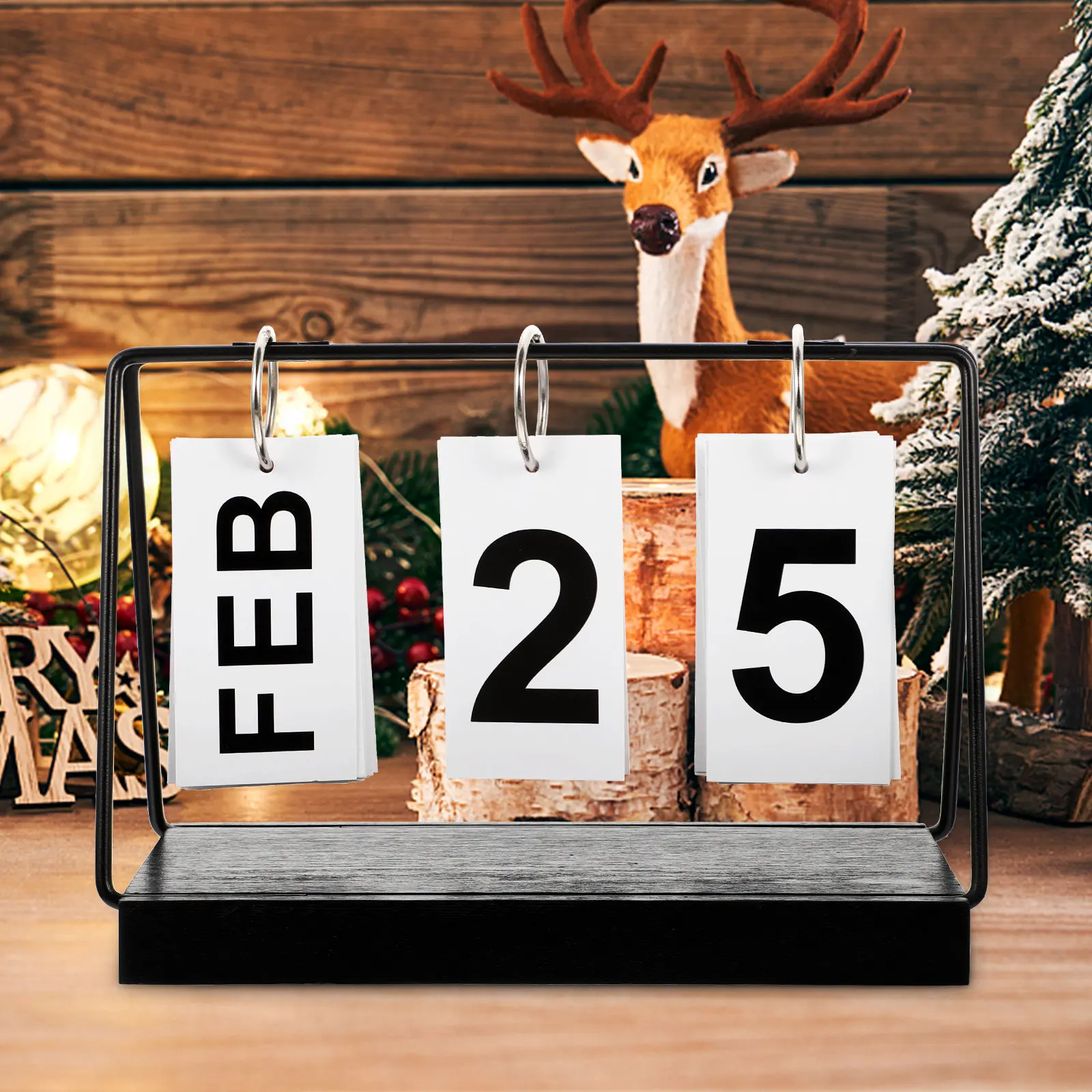 

Wooden Block Desk Calendar Compact Decorative Countdown Calendar Stylish Perpetual Desktop Ornament Office Home Gift