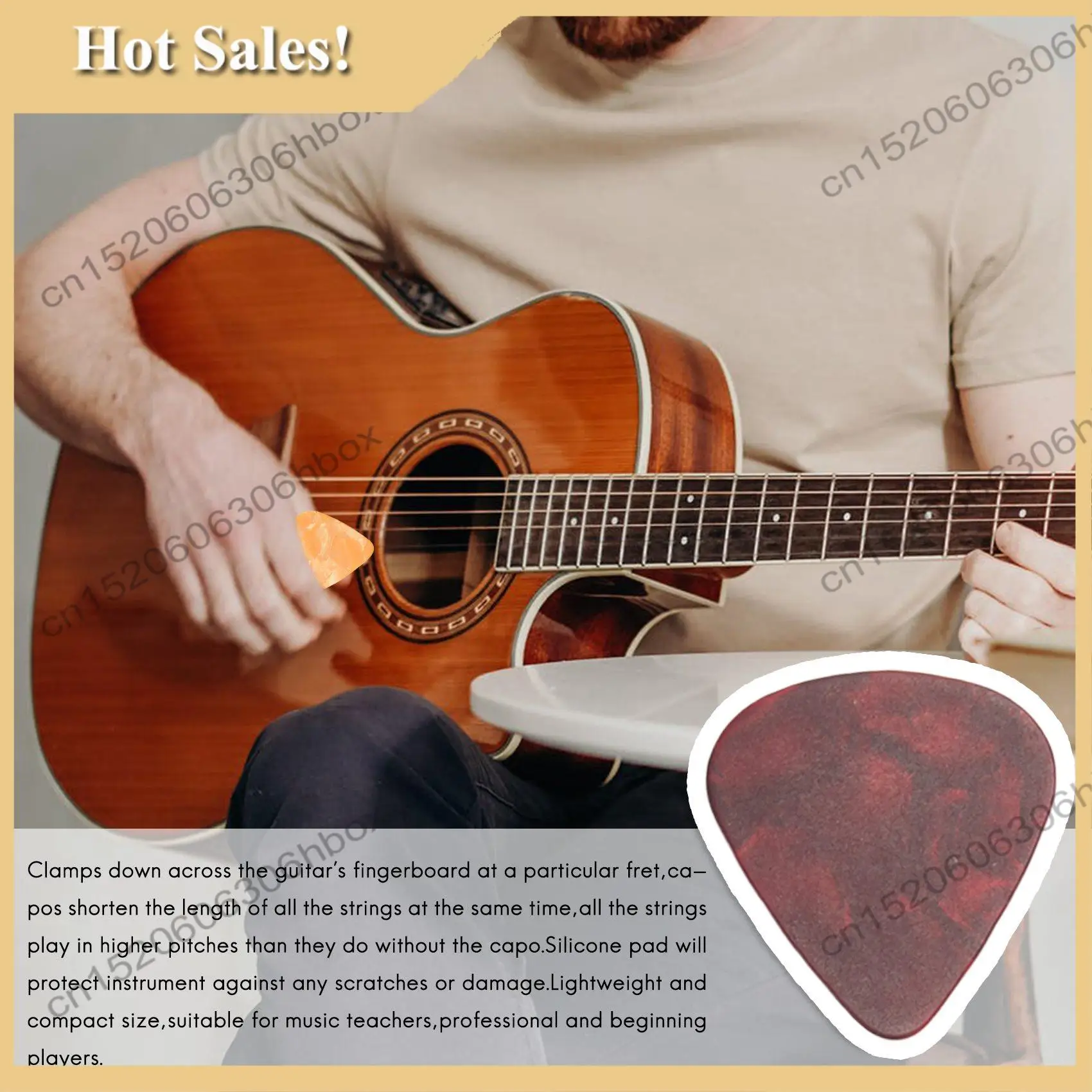 -HOPE 34 Buah Kit Aksesori Gitar Termasuk Pick Gitar, Capo, Senar Gitar Akustik, Penggulung Senar 3 In 1, Pin Jembatan, 6 Senar