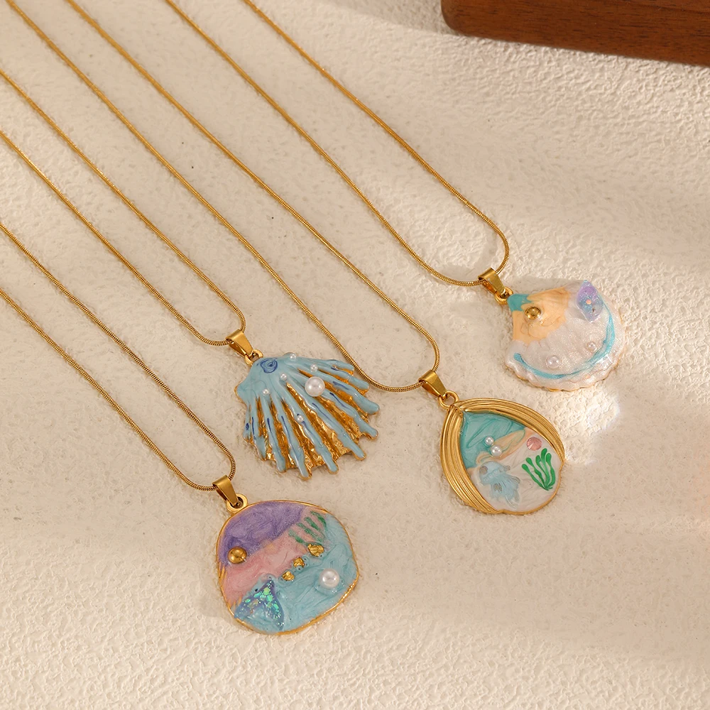 Stainless Steel Enamel Graffiti Cute Pendants Necklace for DIY Fashion Jewelry Making Necklace Wholesale