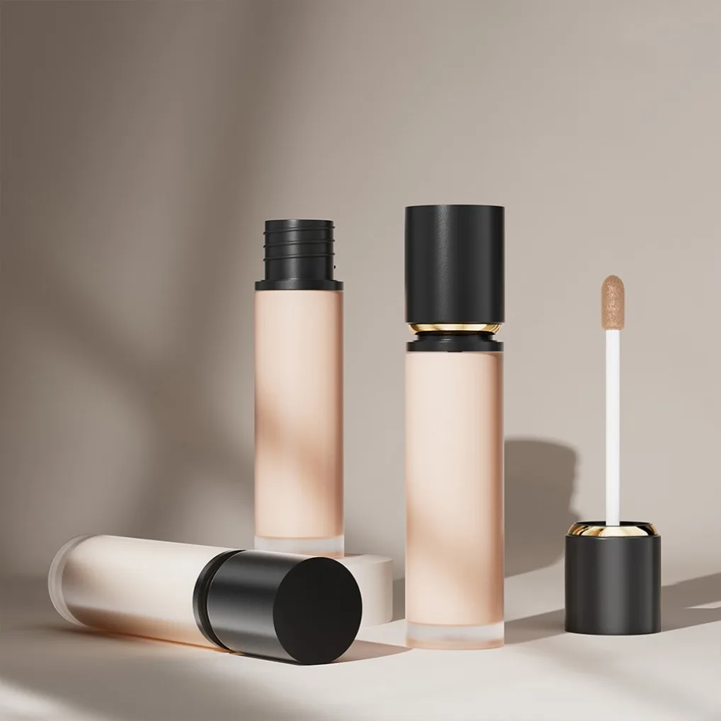 Base líquida correctora de larga duración, resistente al agua, vegana, personalizada, de etiqueta privada, cobertura completa, sin manchas, botella negra, cosméticos