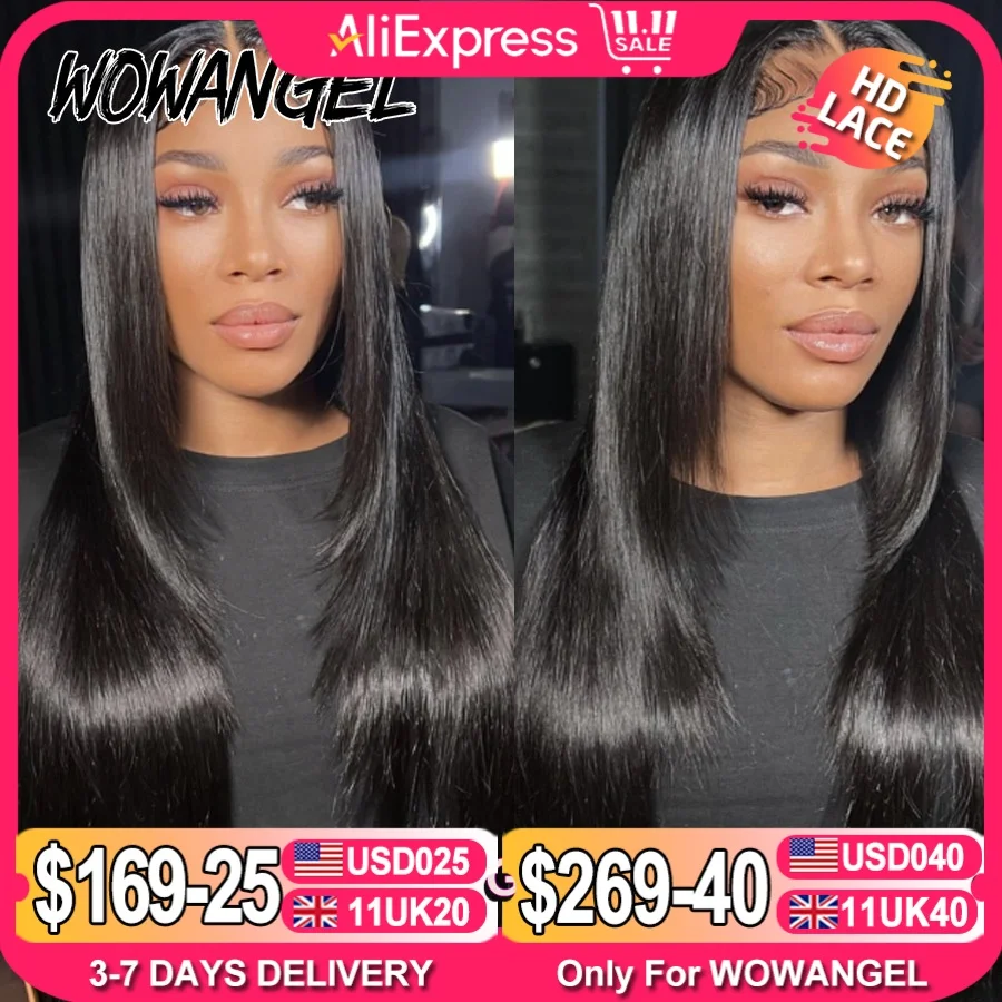 Layered Cut Lace Closure Wig Glueless Straight 4X4/5X5/6X6 HD Lace Closure Human Hair Wigs Remy Hair Melt Skins Pre Plucked Wigs