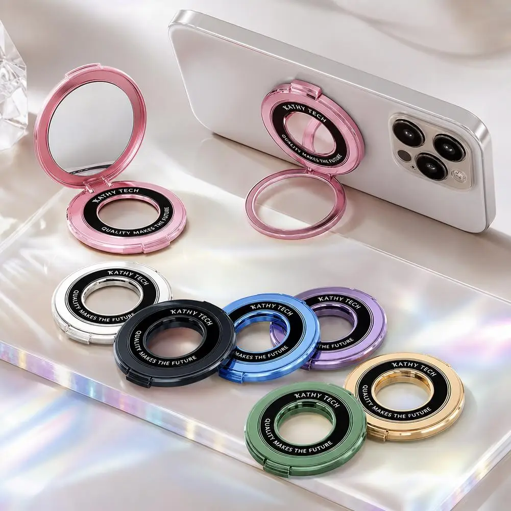 Doppelring-Handyhalter mit Ständer, Glitzer, faltbarer Handyring-Griff, ultradünner ABS-Fingerring-Ständer, universeller, mehrwinkeliger Tischständer – Detail 18