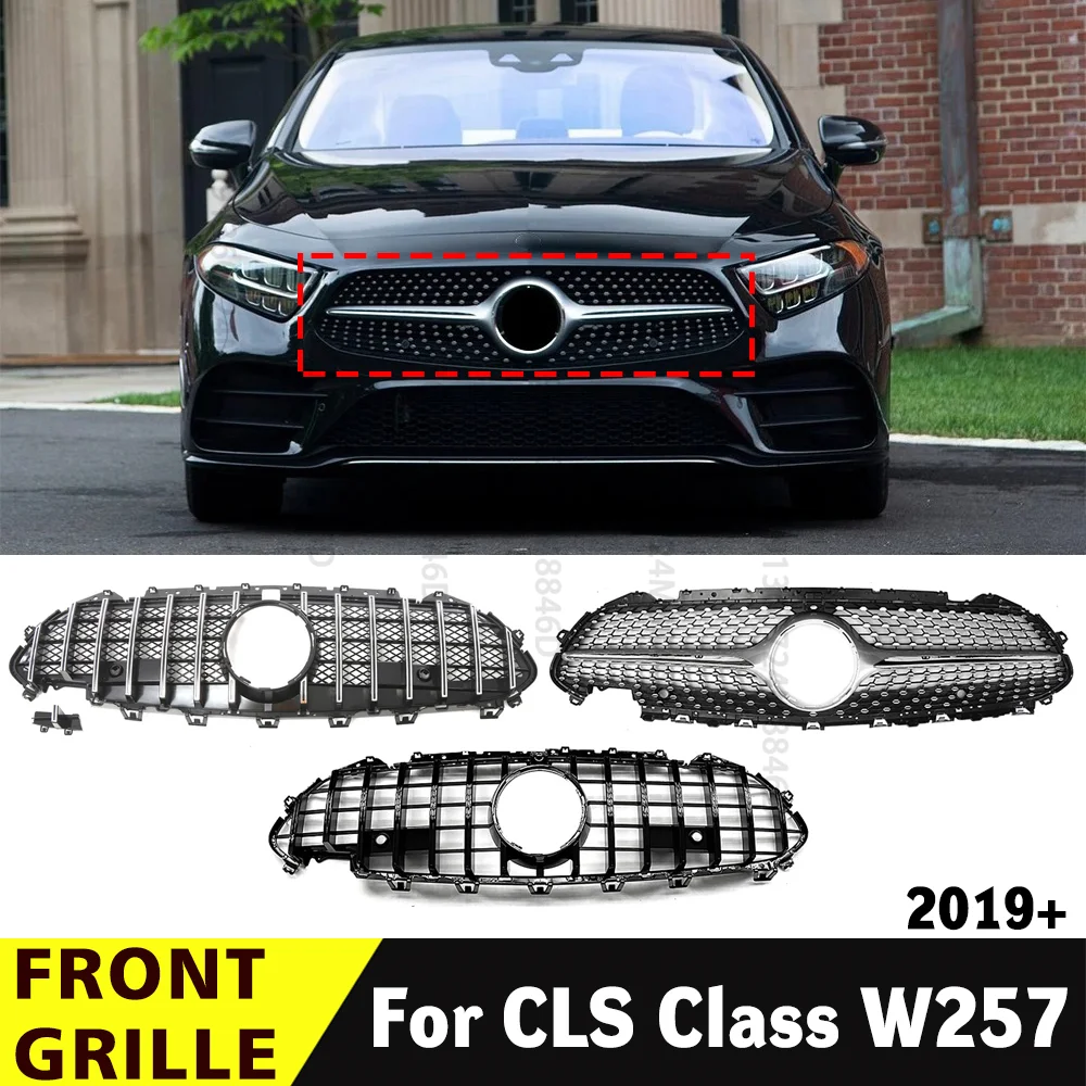 

Mercedes CLS Front Grille Cover,GT Style,Diamond Style Bumper Mesh for W257 C257 2019-2024,Racing Exterior Modification