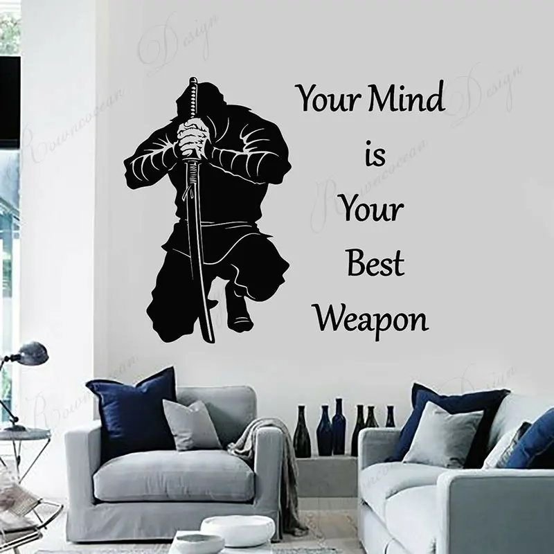 Samurai Japanese Warrior Wall Sticker Vinyl Home Decoration Living Room Boys Bedroom Decals Removable Mural Wallpape 4220